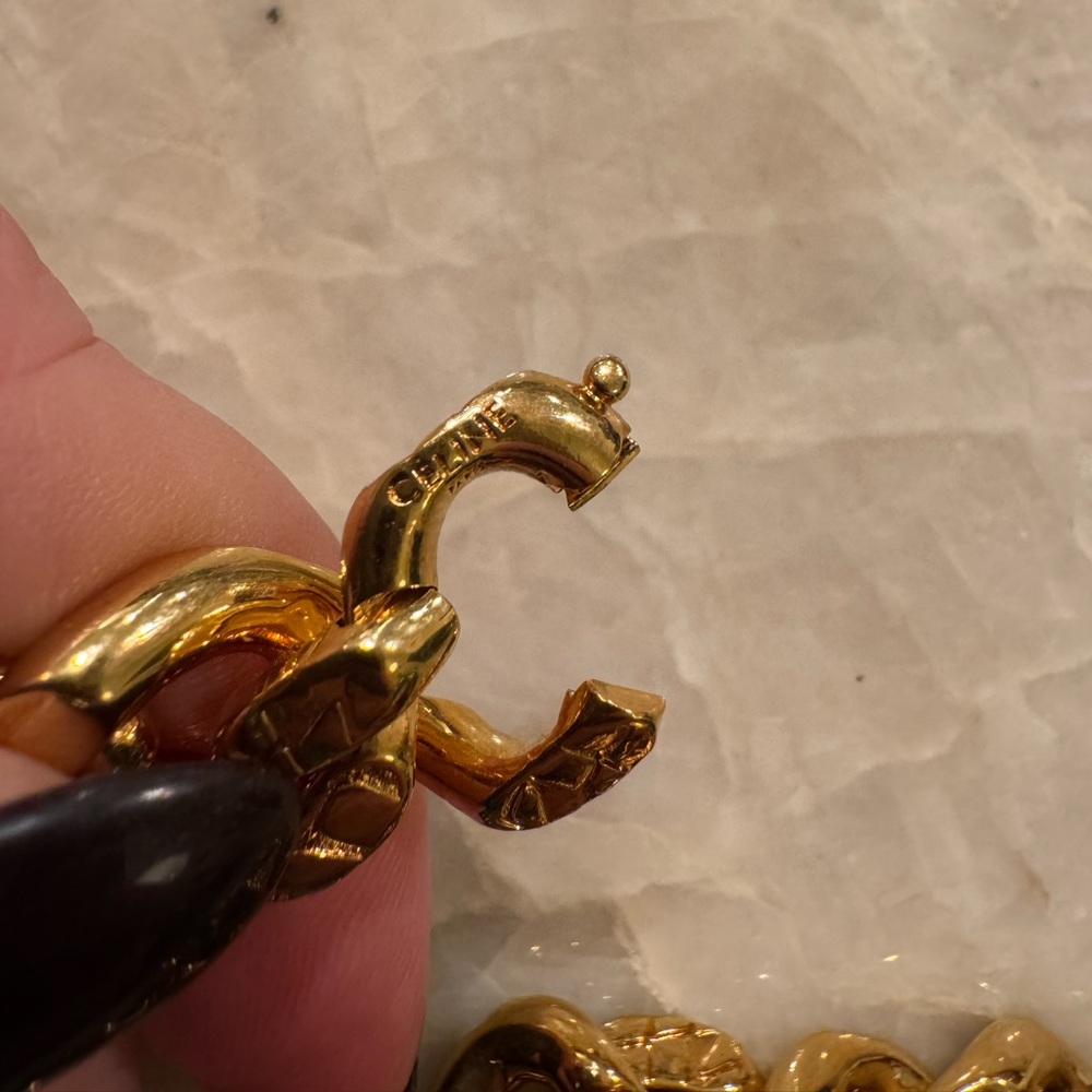 Celine Gold Cuban Link Necklace Statement Piece - Picture 4 of 8
